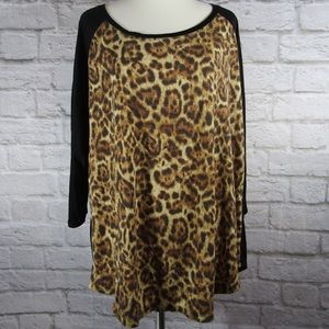 Torrid cheetah print and black jersey style tee